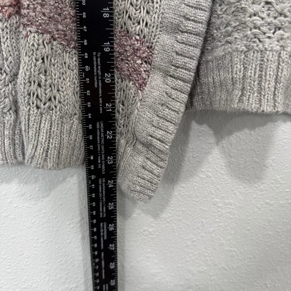 maurices Striped‎ Open Front Knit Cardigan Sweater Gray Pink Purple Women's M